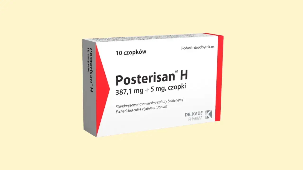 Opakowanie czopków Posterisan H, leku na hemoroidy. Zawiera 10 sztuk.
