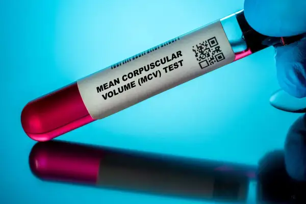 Probówka z krwią do badania MCV. Wynik: mcv podwyższone.